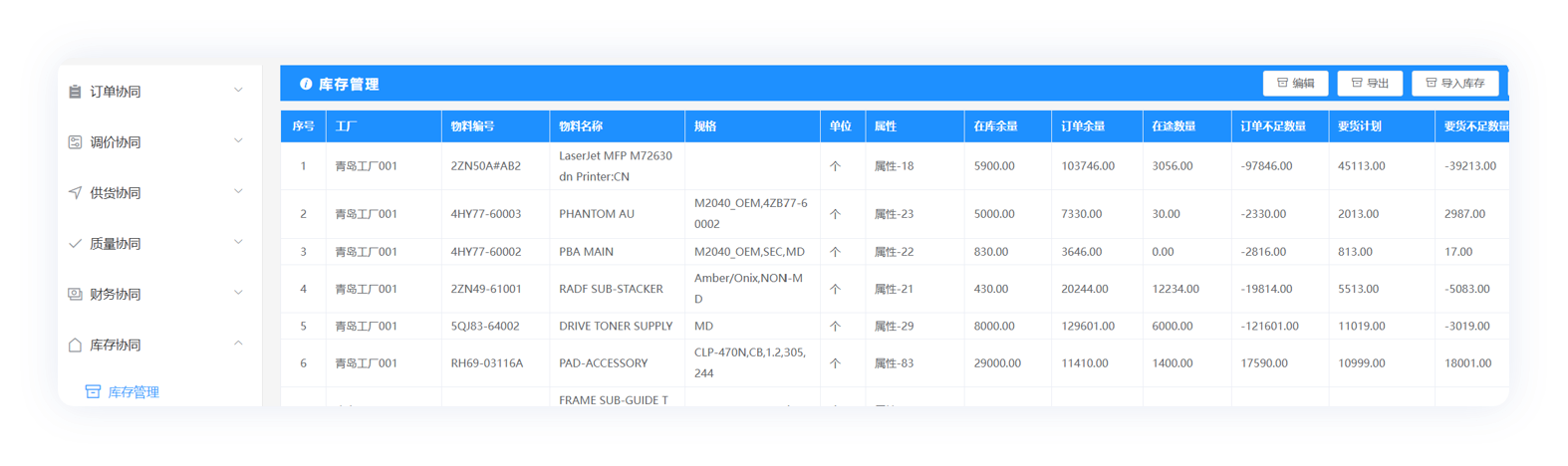 SRM供应商门户状态查询界面