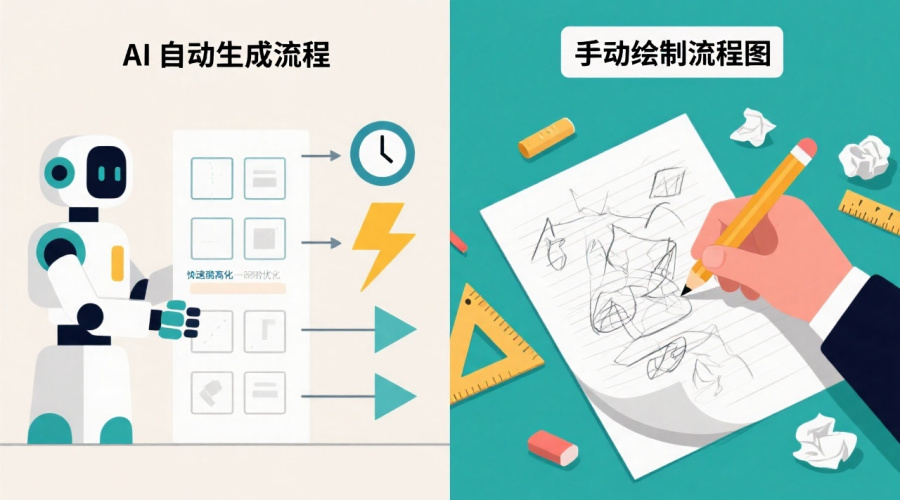 AI自动生成流程与手动绘制流程图：效率与优化能力对比