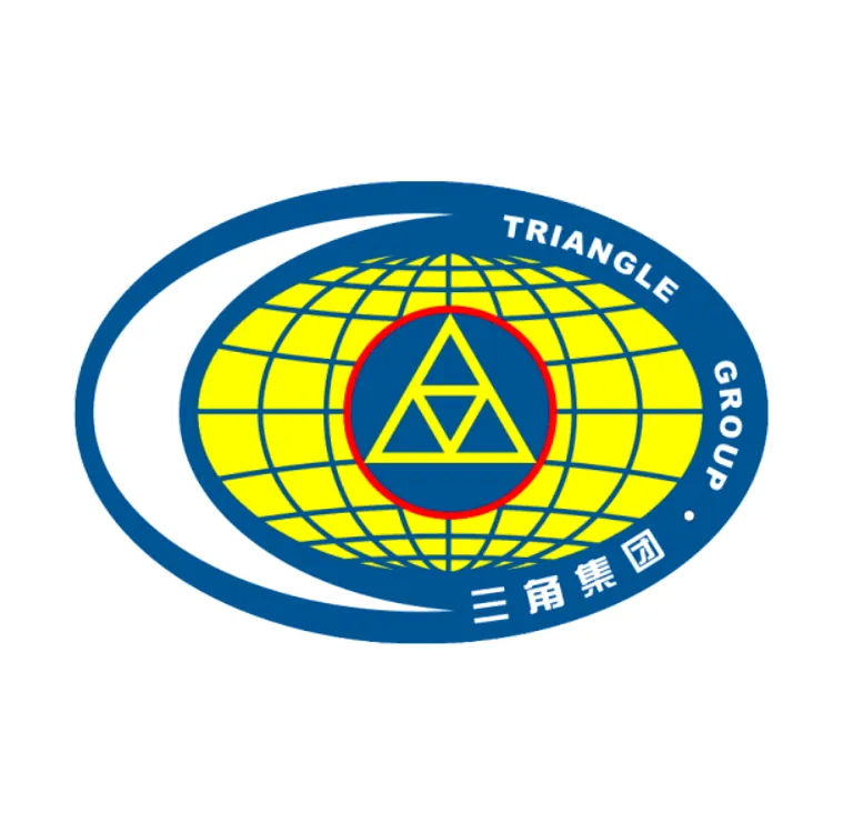 这张图片是关于客户“三角集团”的品牌主图，图中展示了三角集团的英文LOGO“TRIANGLE”和三个堆叠的轮胎产品。该图片位于页面顶部，作为案例研究的核心视觉元素，用于直观地介绍案例的主角——三角集团。图片下方的文字“中国最大的轮胎制造商和供应商之一”进一步强化了其行业地位，共同为整个案例页面设定了主题。